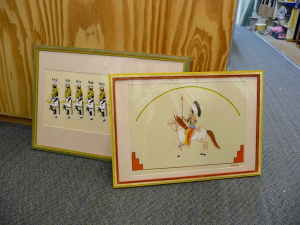 2 original drawings Native American 